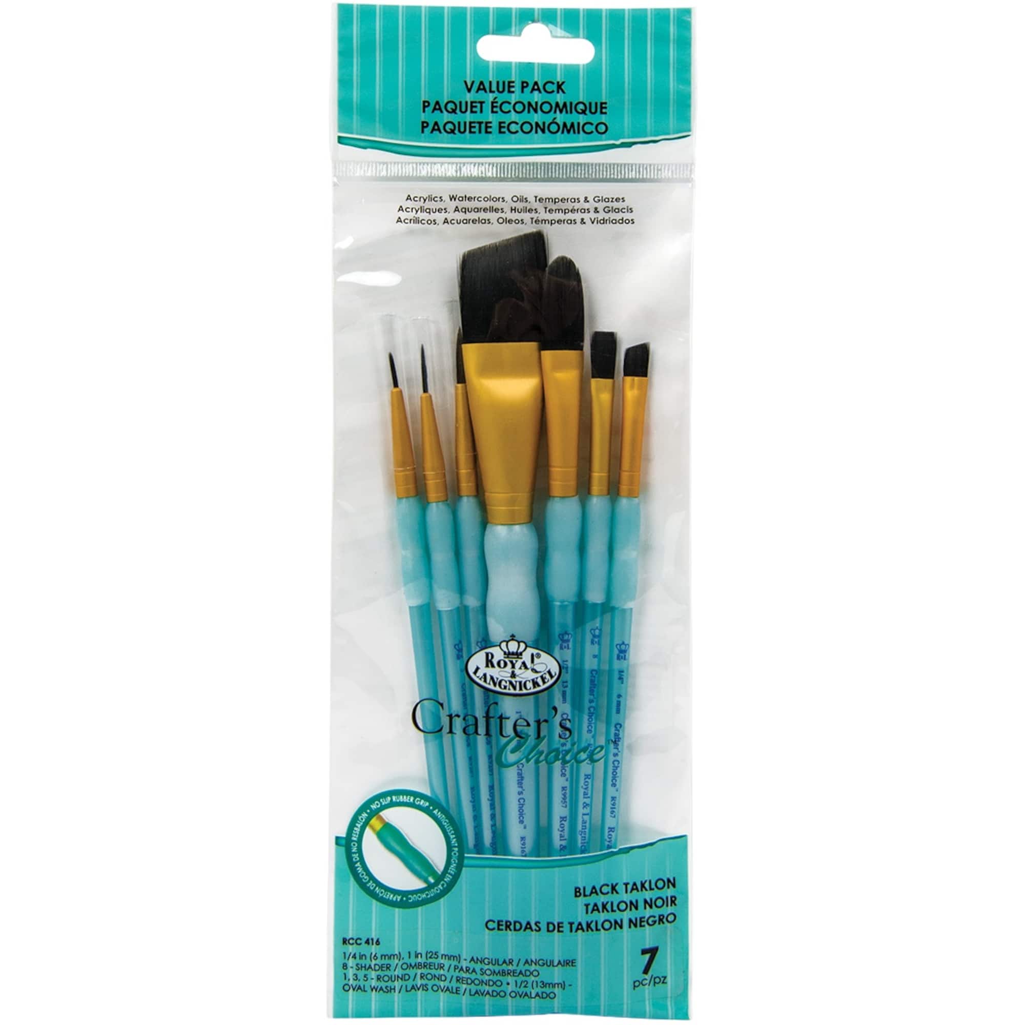 Royal & Langnickel® Crafter's Choice™ Black Taklon Angular Brush Variety Set